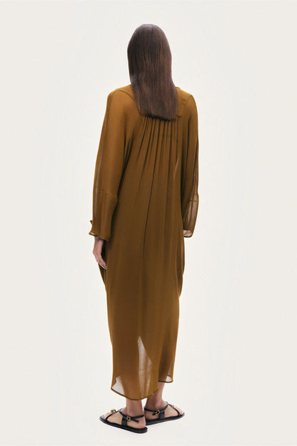 Draped V-Neck Midi Dress