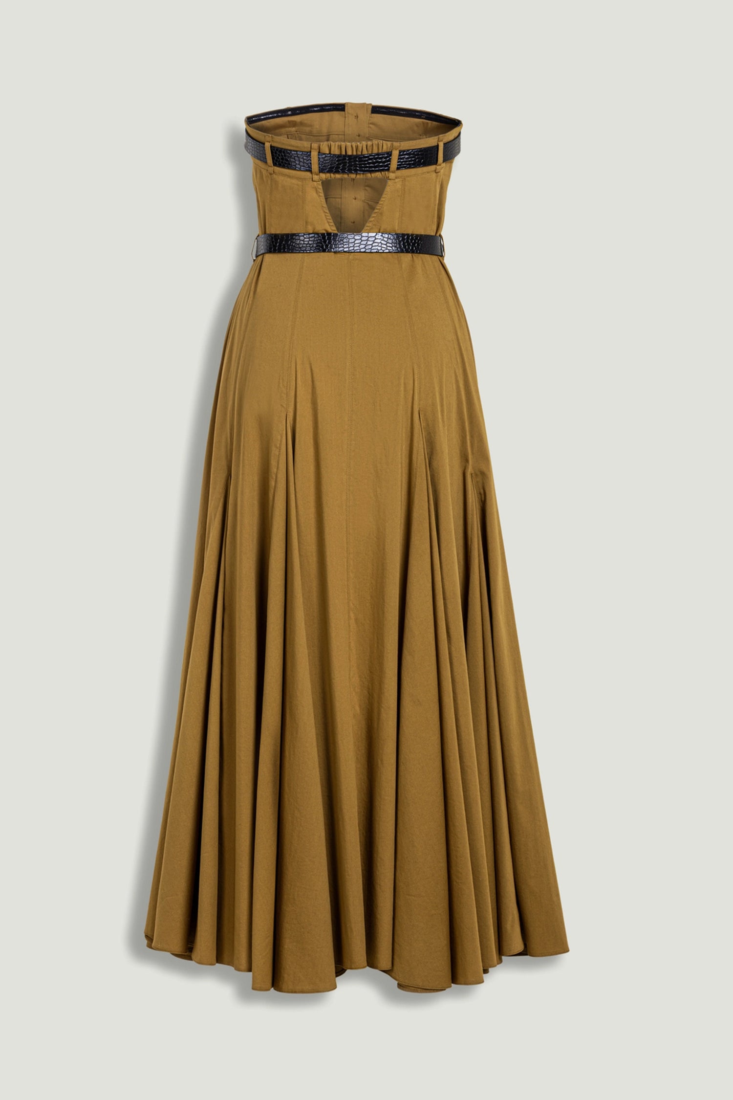 Strapless Double Belted Midi Dress