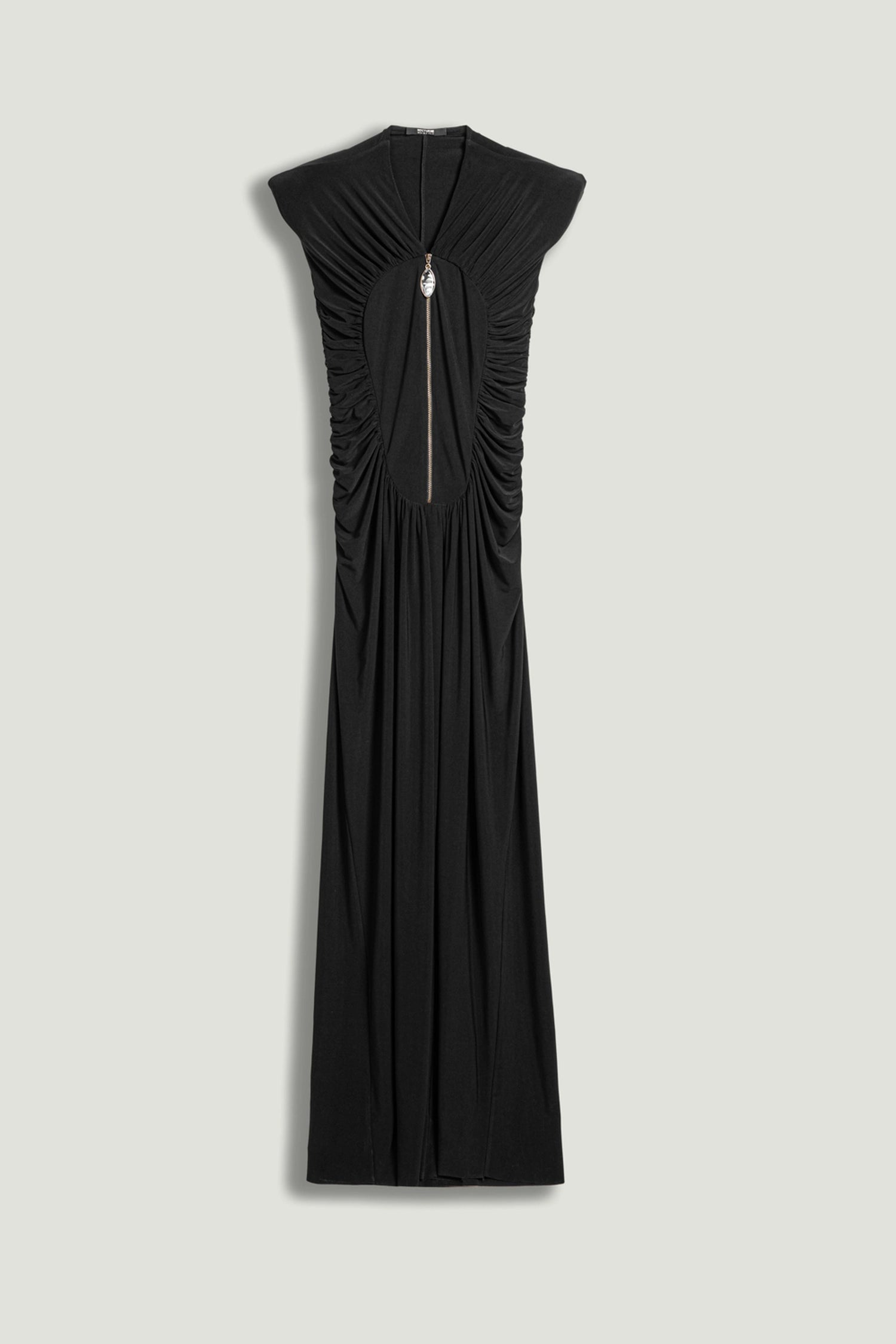 deep v neck ruched dress Deep V-Neck Halter Ruched Back Solid Dress