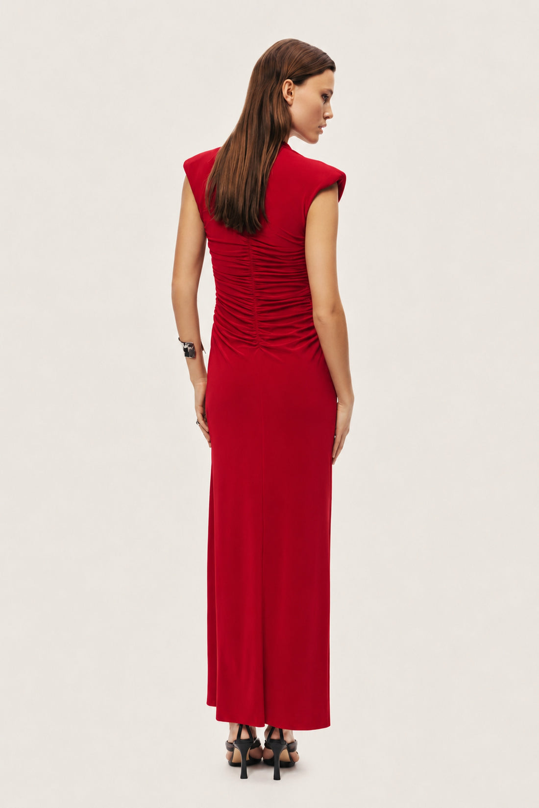 Draped Zip-Detail Maxi Dress