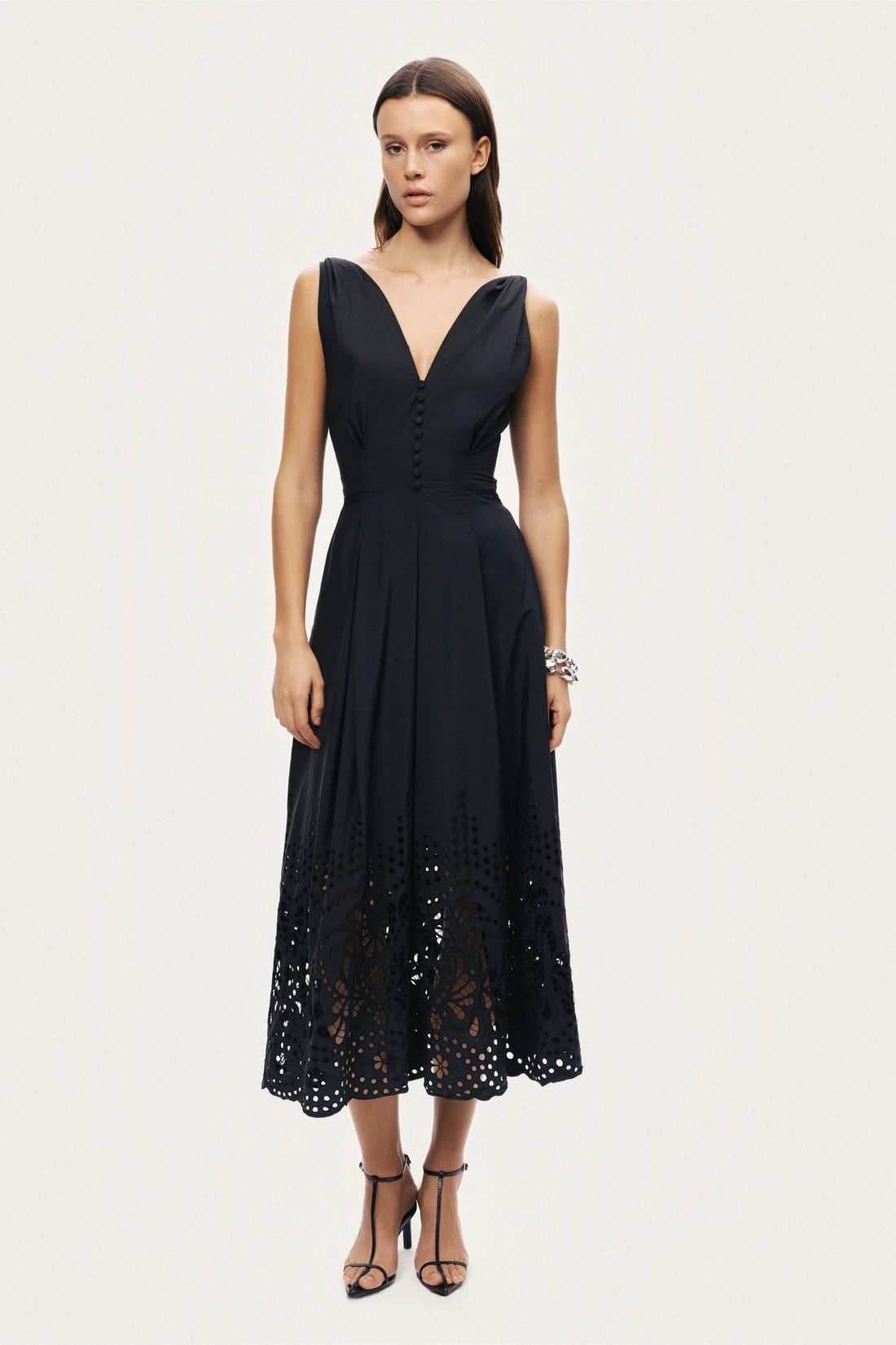 Sleeveless Embroidered Midi Dress