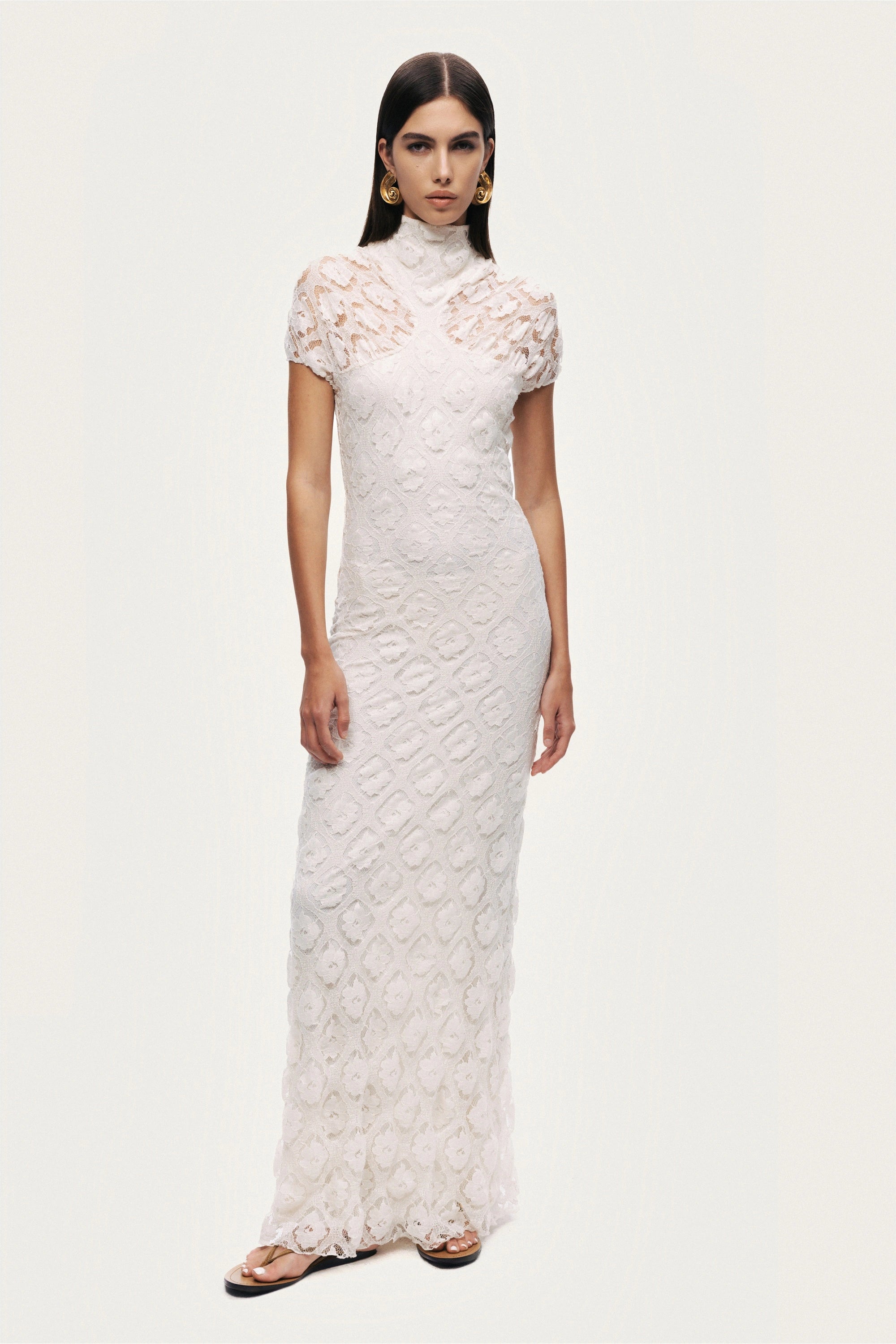 high neck lace formal dress Ivory Lace Halter Neck Keyhole Mermaid Formal Dress