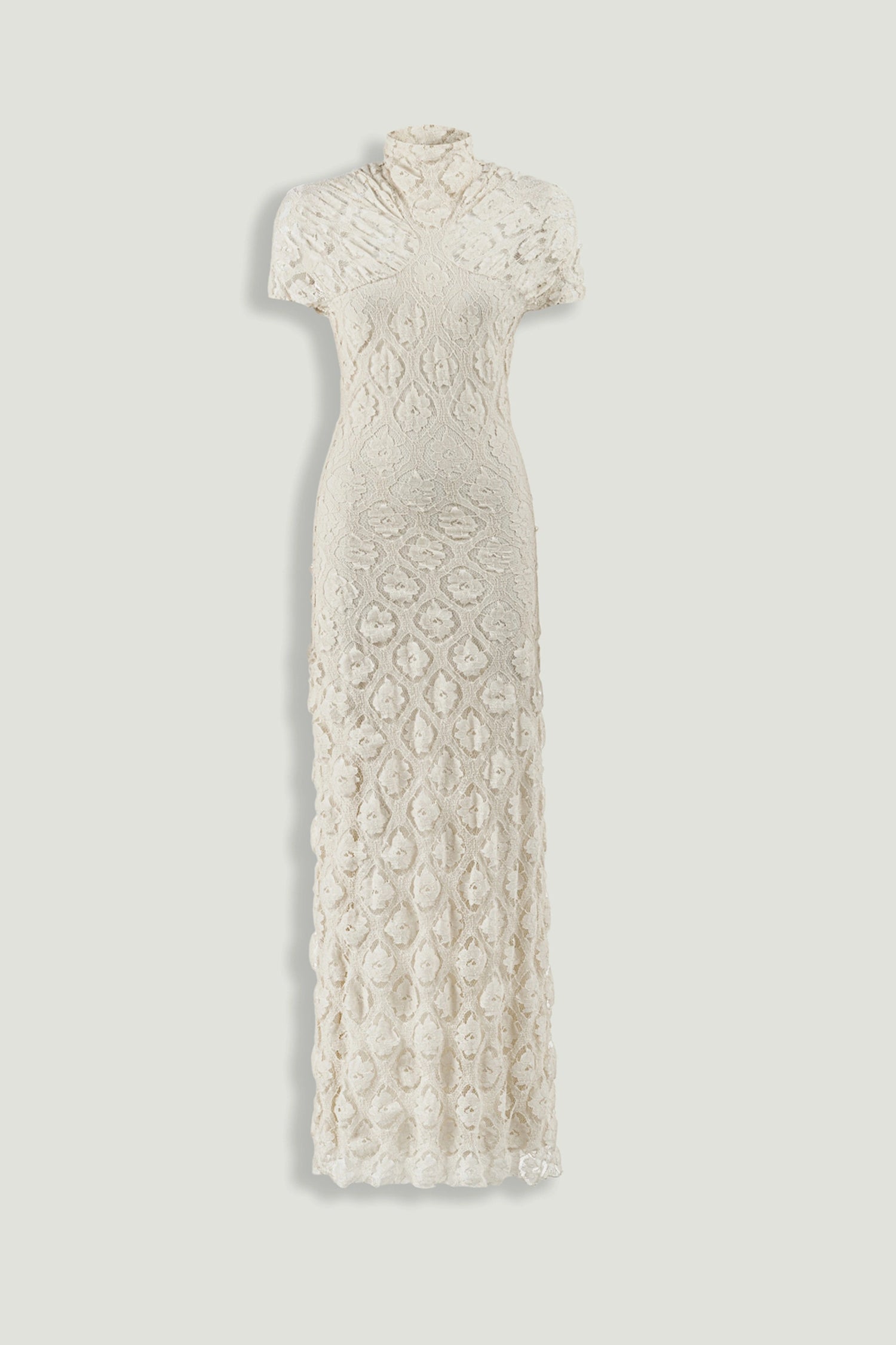 high neck lace maxi dress Women's Stretch Lace Turtleneck Maxi Dress by Naked Wardrobe, Ruby Red / M