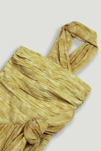 Printed Strapless Midi Dress