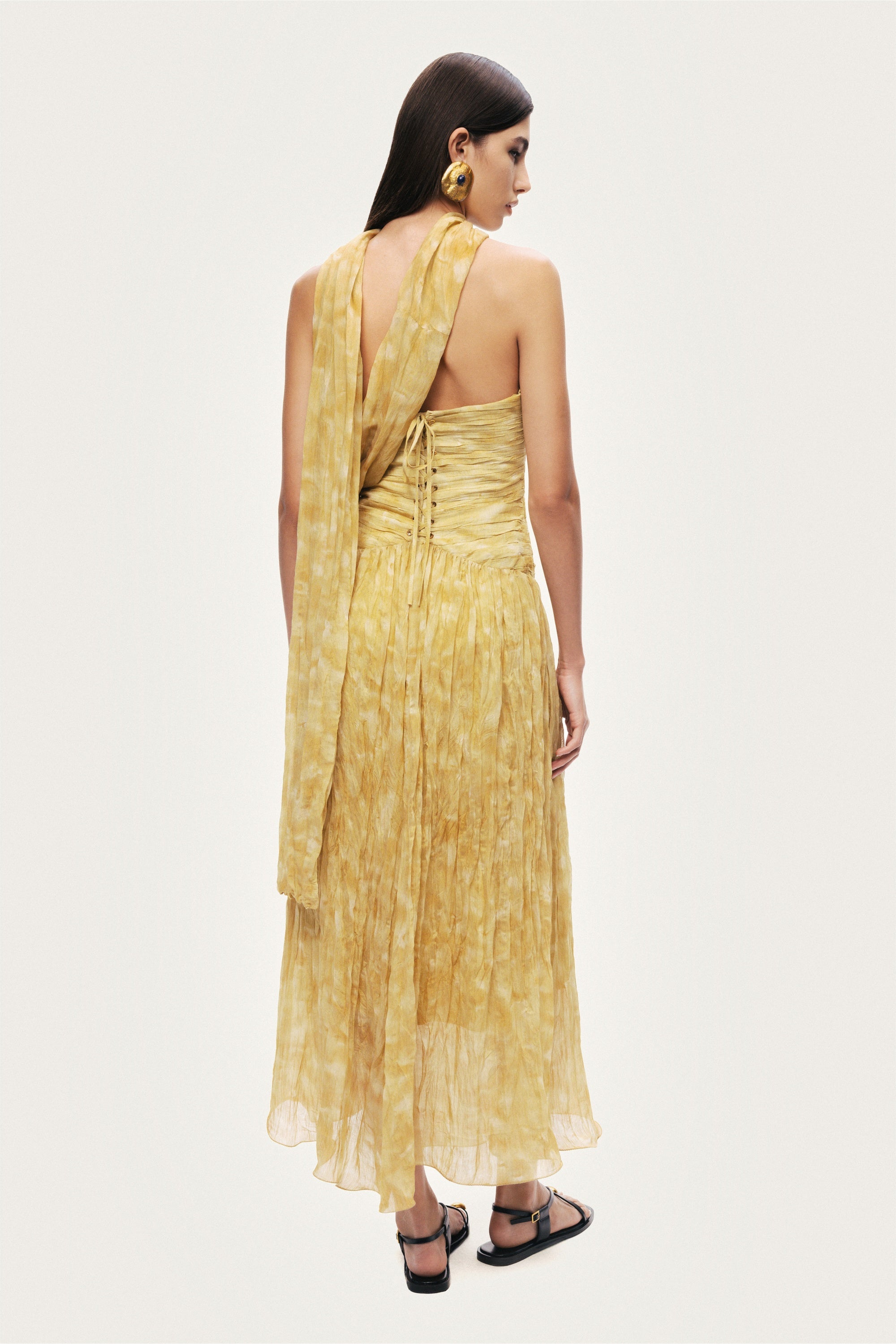 Printed Strapless Midi Dress