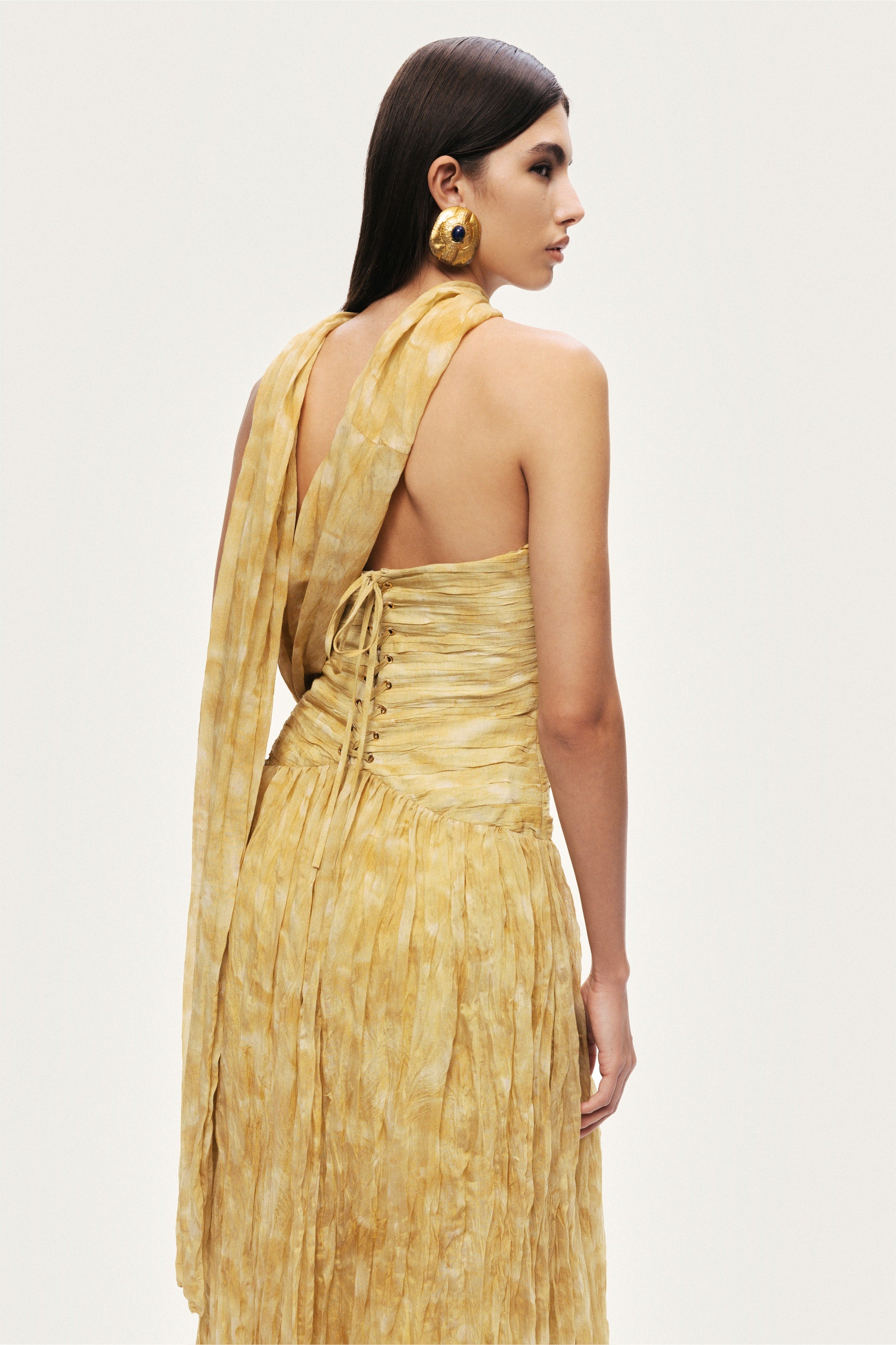Printed Strapless Midi Dress