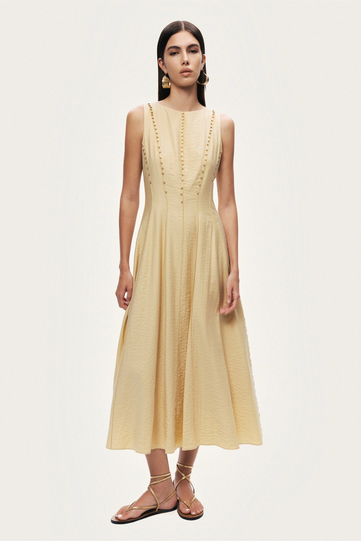 Sleeveless Textured Midi Dress