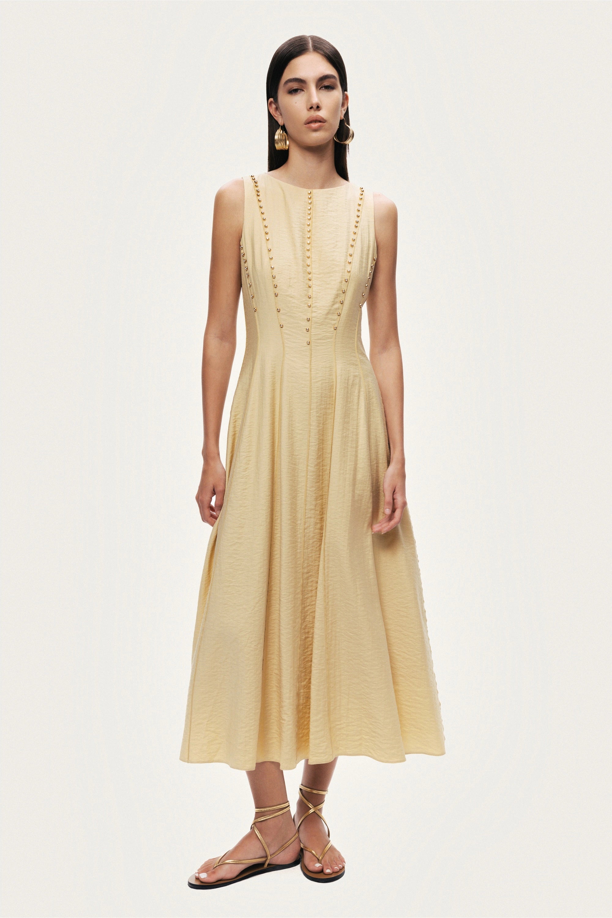 Sleeveless Textured Midi Dress