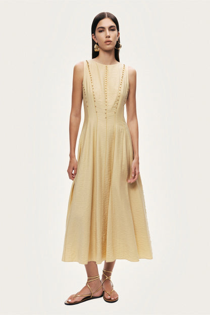 Sleeveless Textured Midi Dress