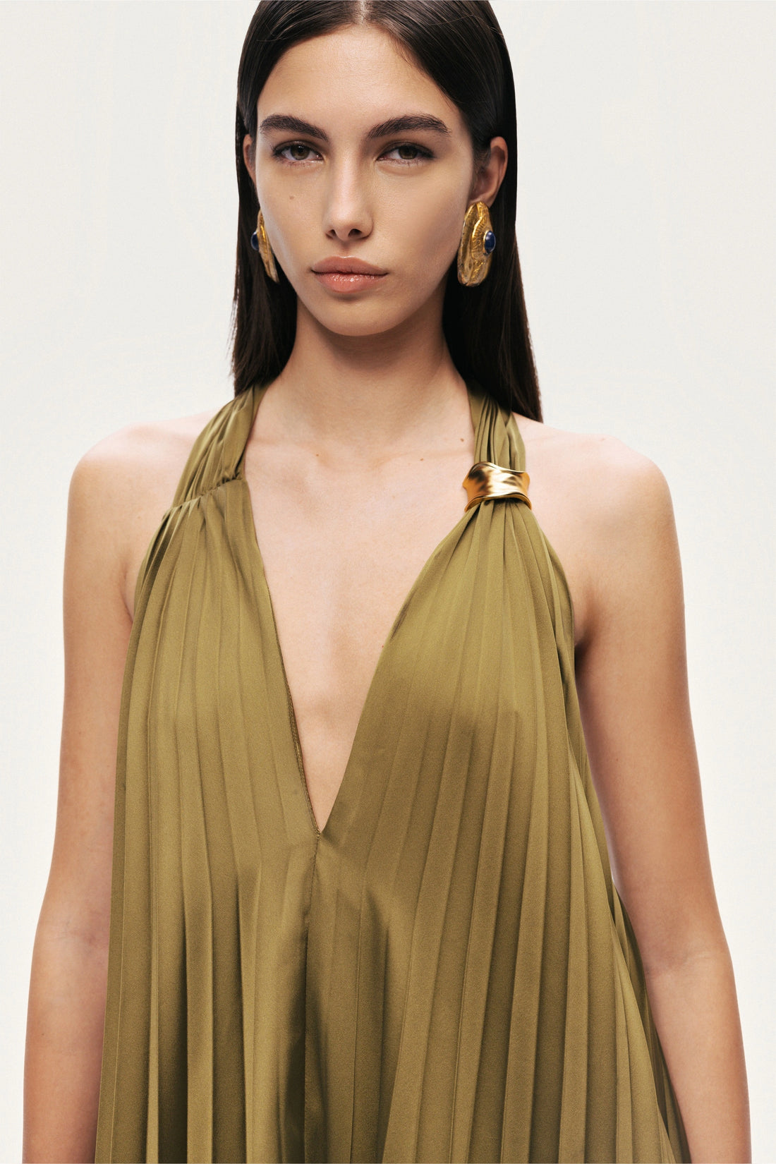 Pleated Halter Maxi Dress