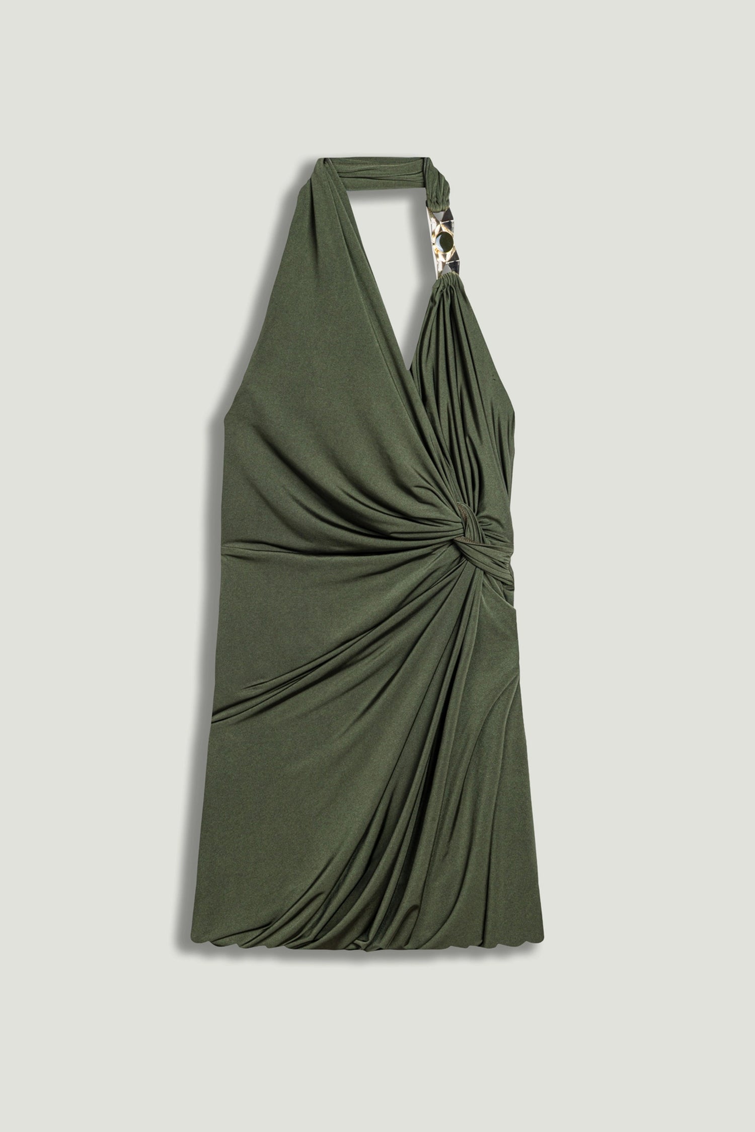 draped halter mini dress Halter Neck O-Ring Drape Detail Mini Dress In Chocolate Brown | EGO US