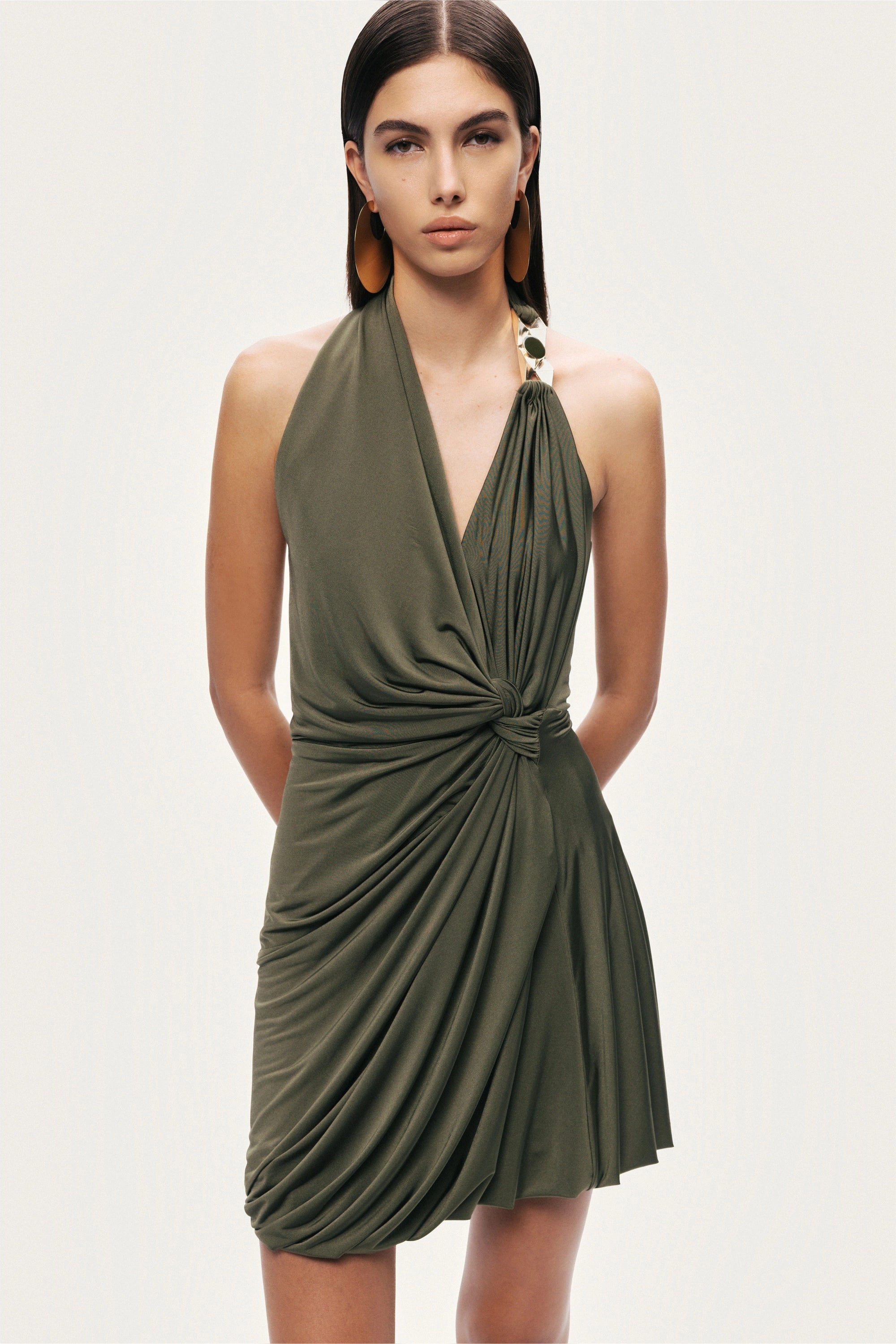 Draped Halter Mini Dress