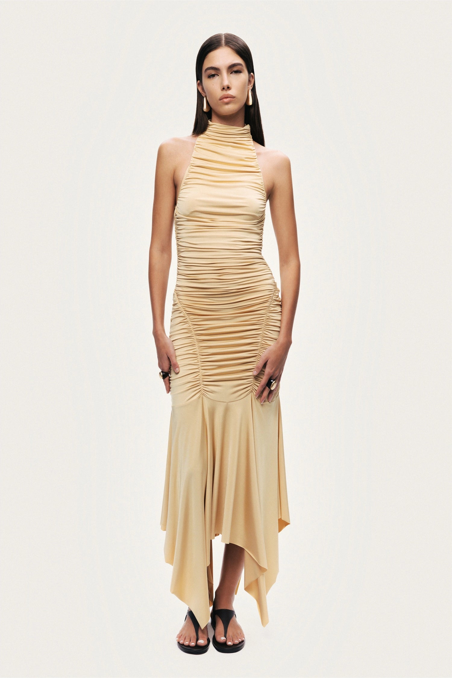 ruched high neck midi dress MISSGUIDED Premium Sculpted Ruched High Neck Midi DressMISSGUIDED