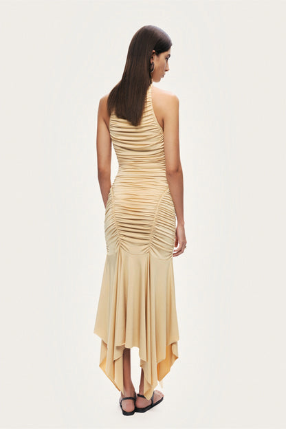 Ruched Halter Midi Dress