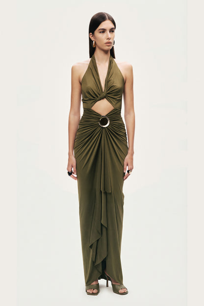 Cut-Out Halter Maxi Dress
