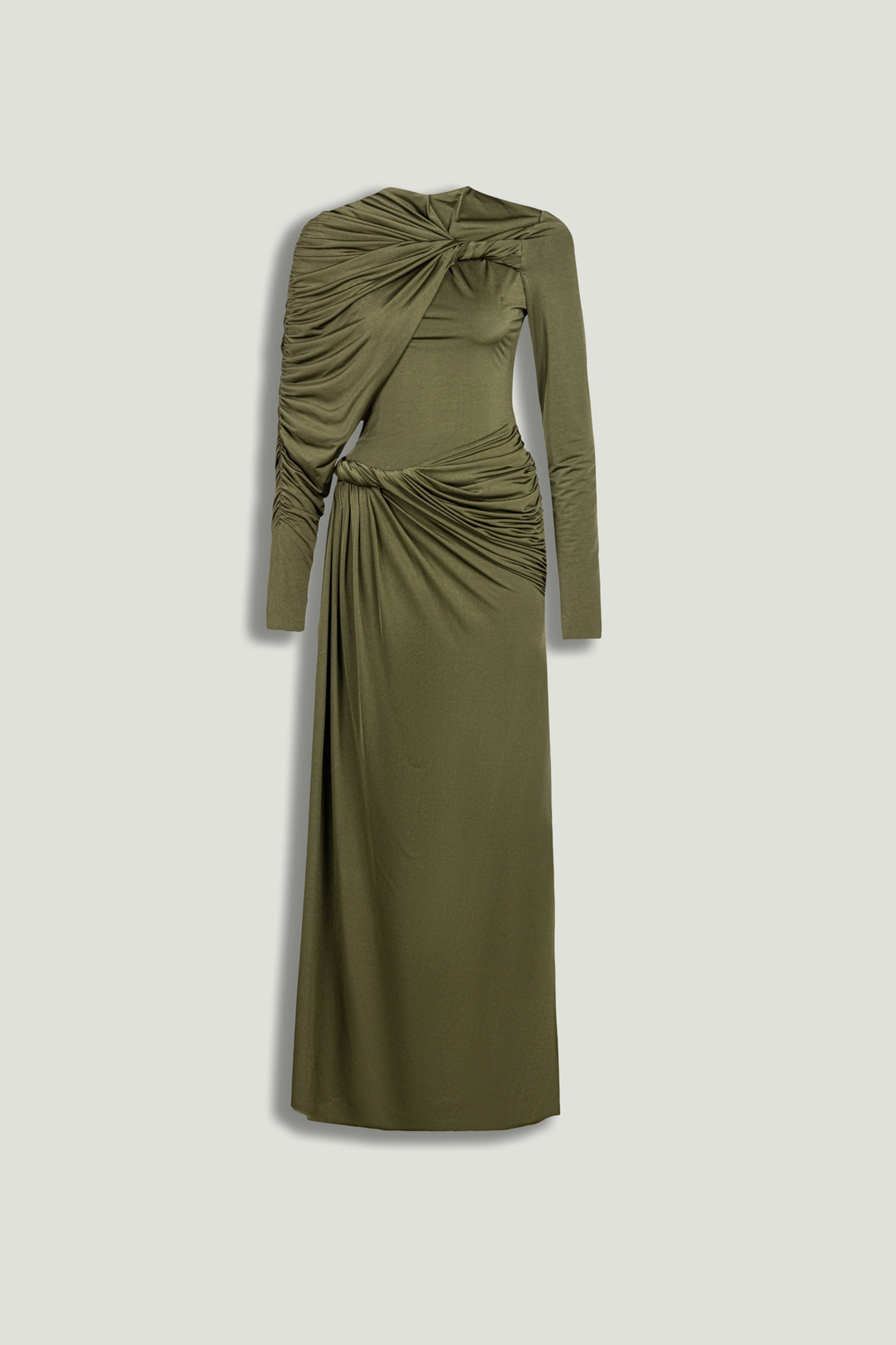 Draped Long Sleeve Maxi Dress