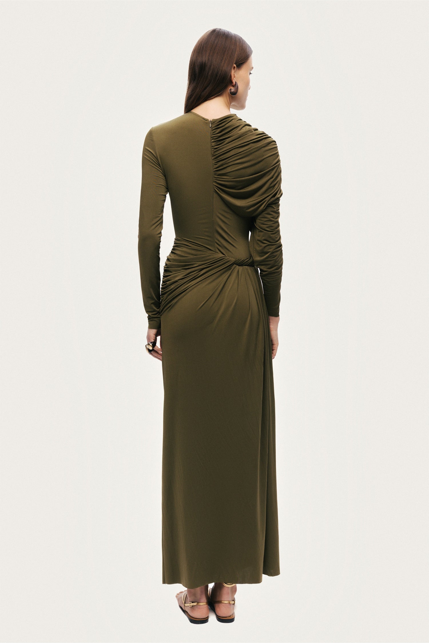 Draped Long Sleeve Maxi Dress