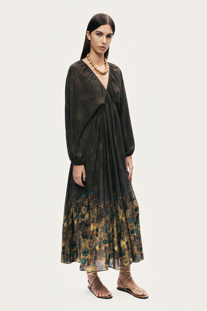 Printed Long Sleeve Maxi Dress