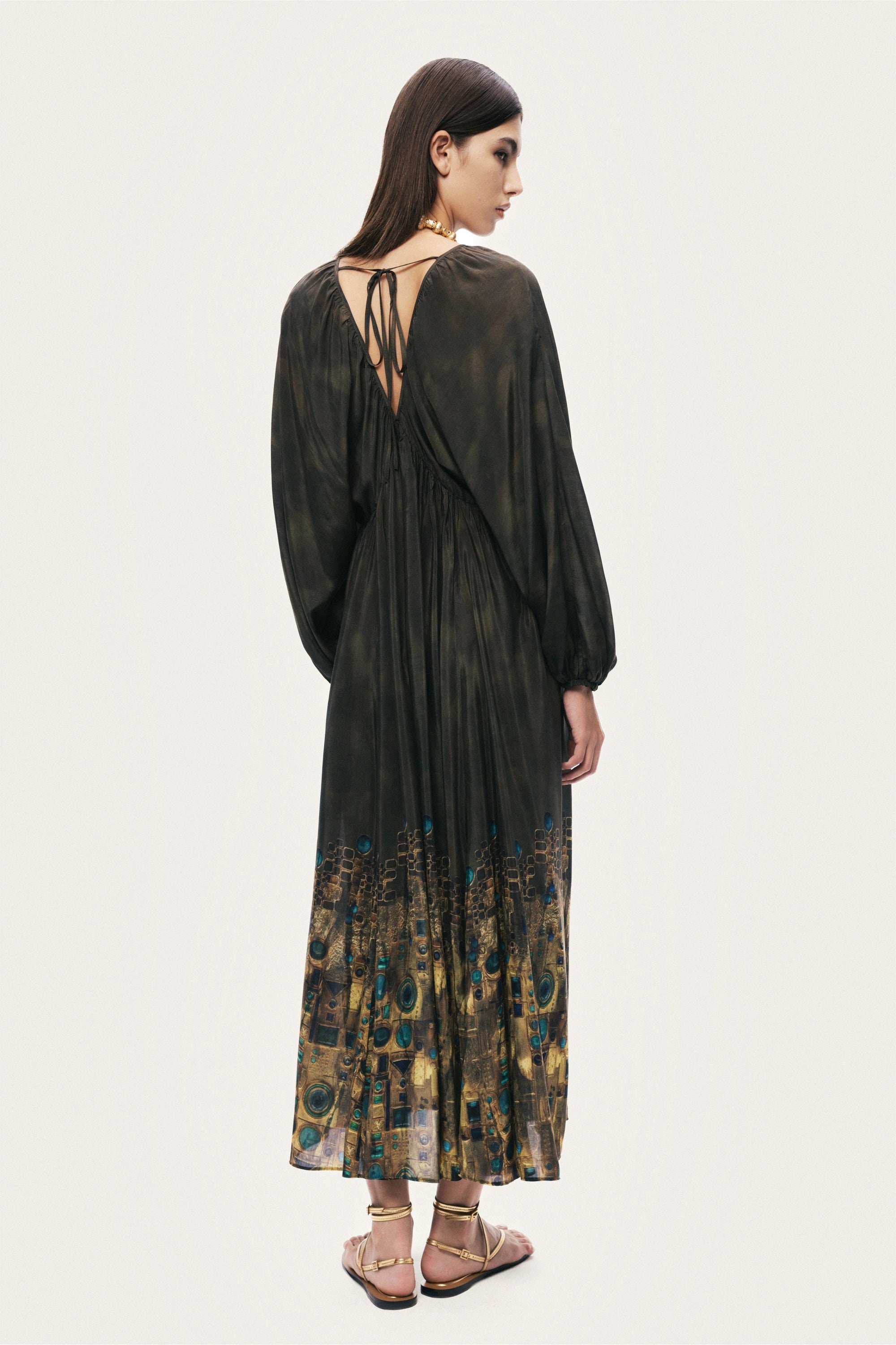 Printed Long Sleeve Maxi Dress