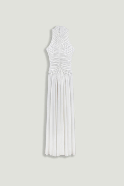 Ruched High-Neck Maxi Dress