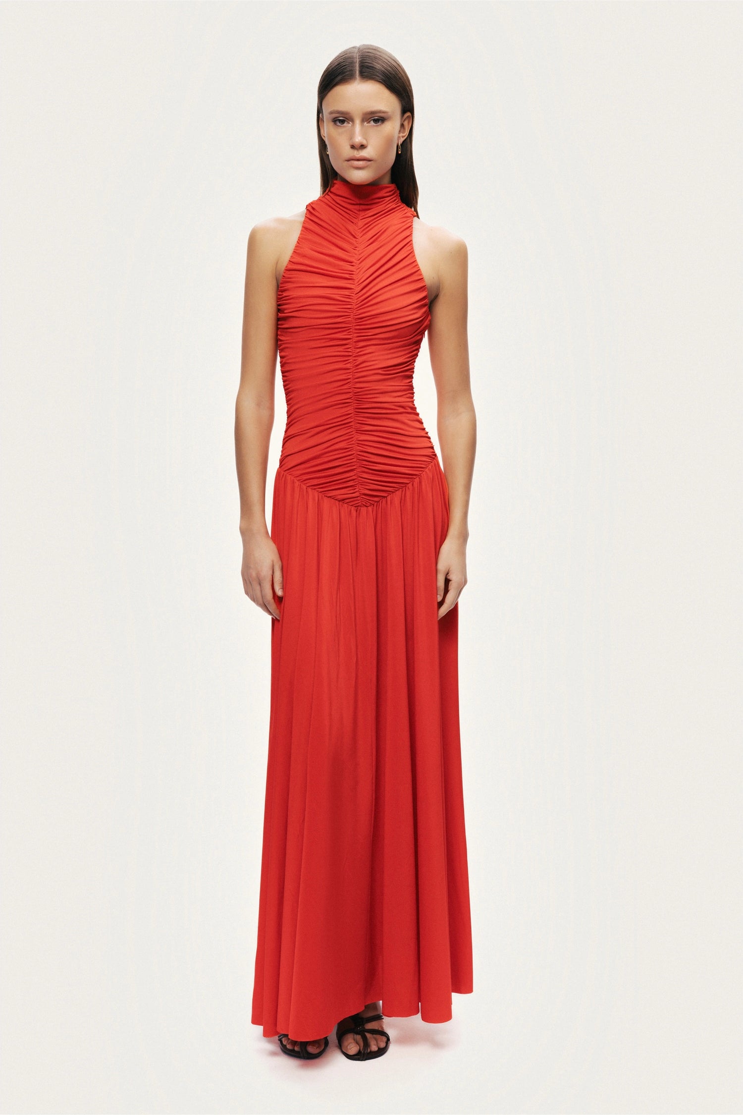 nocturne high-neck ruched maxi dress High-Neck Ruched Maxi Dress (Women)