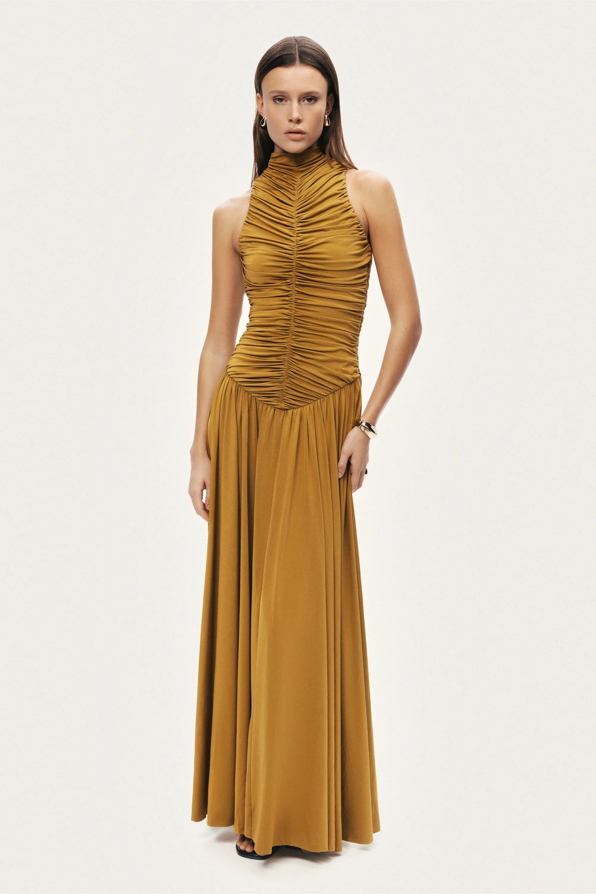 nocturne high-neck ruched maxi dress She shines in red, like no other.  Our high-neck red maxi dress is now on  nocturne.ae and in stores