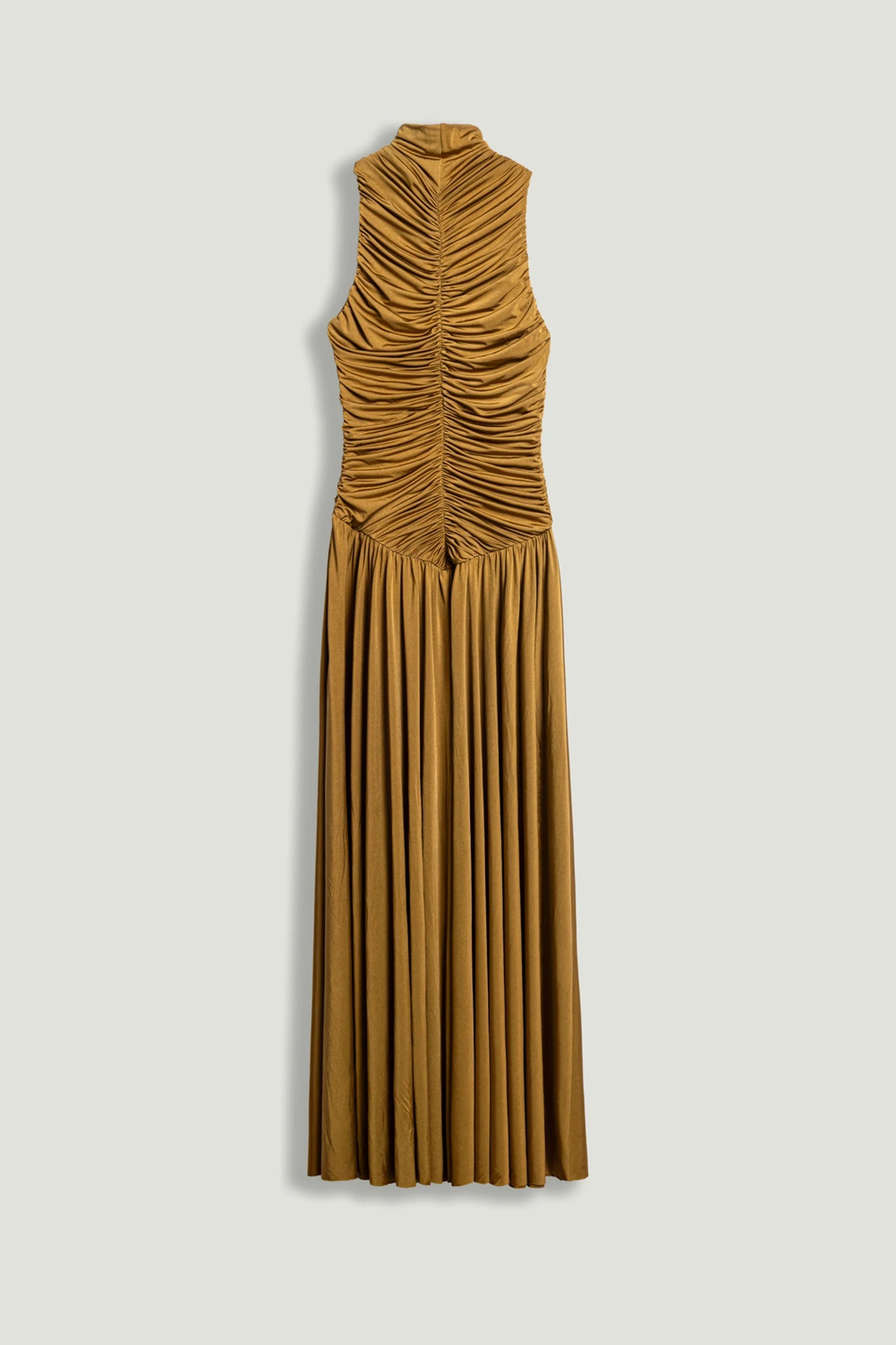 Ruched High-Neck Maxi Dress