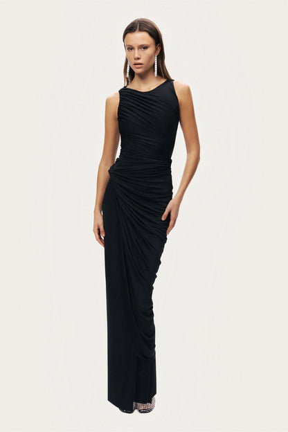 Draped Sleeveless Maxi Dress