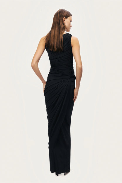 Draped Sleeveless Maxi Dress