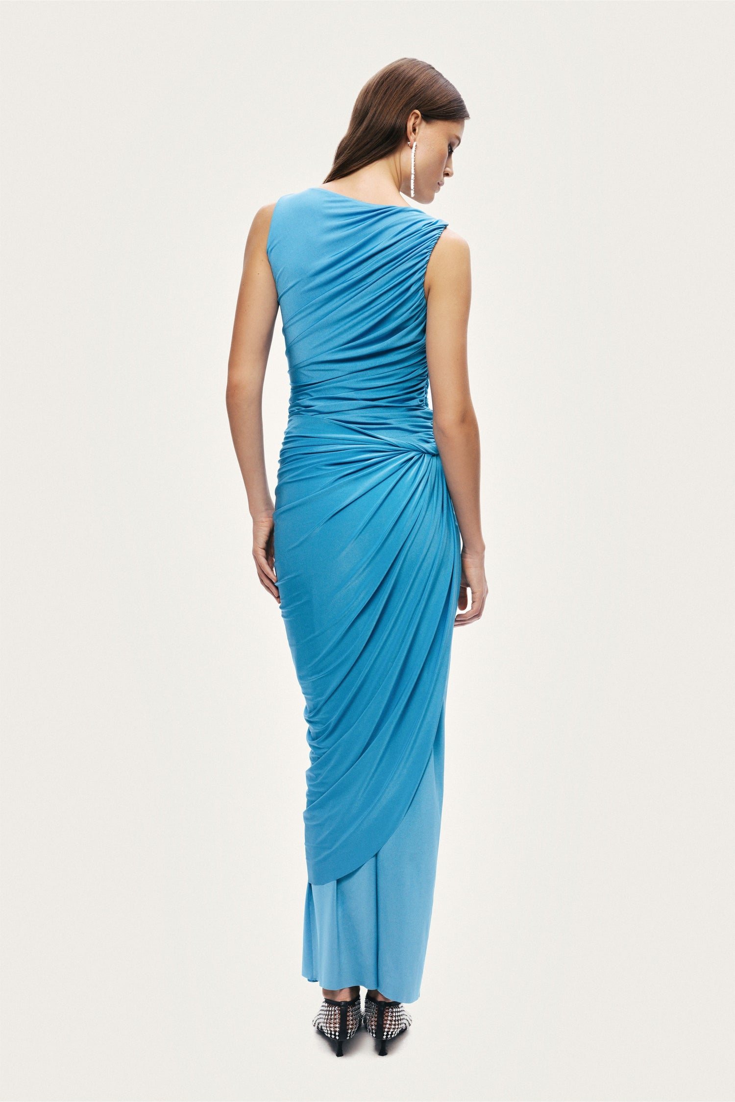Draped Sleeveless Midi Dress