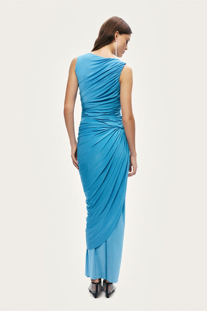 Draped Sleeveless Midi Dress