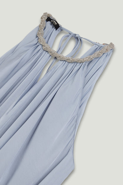 Embellished Halter Neck Midi Dress