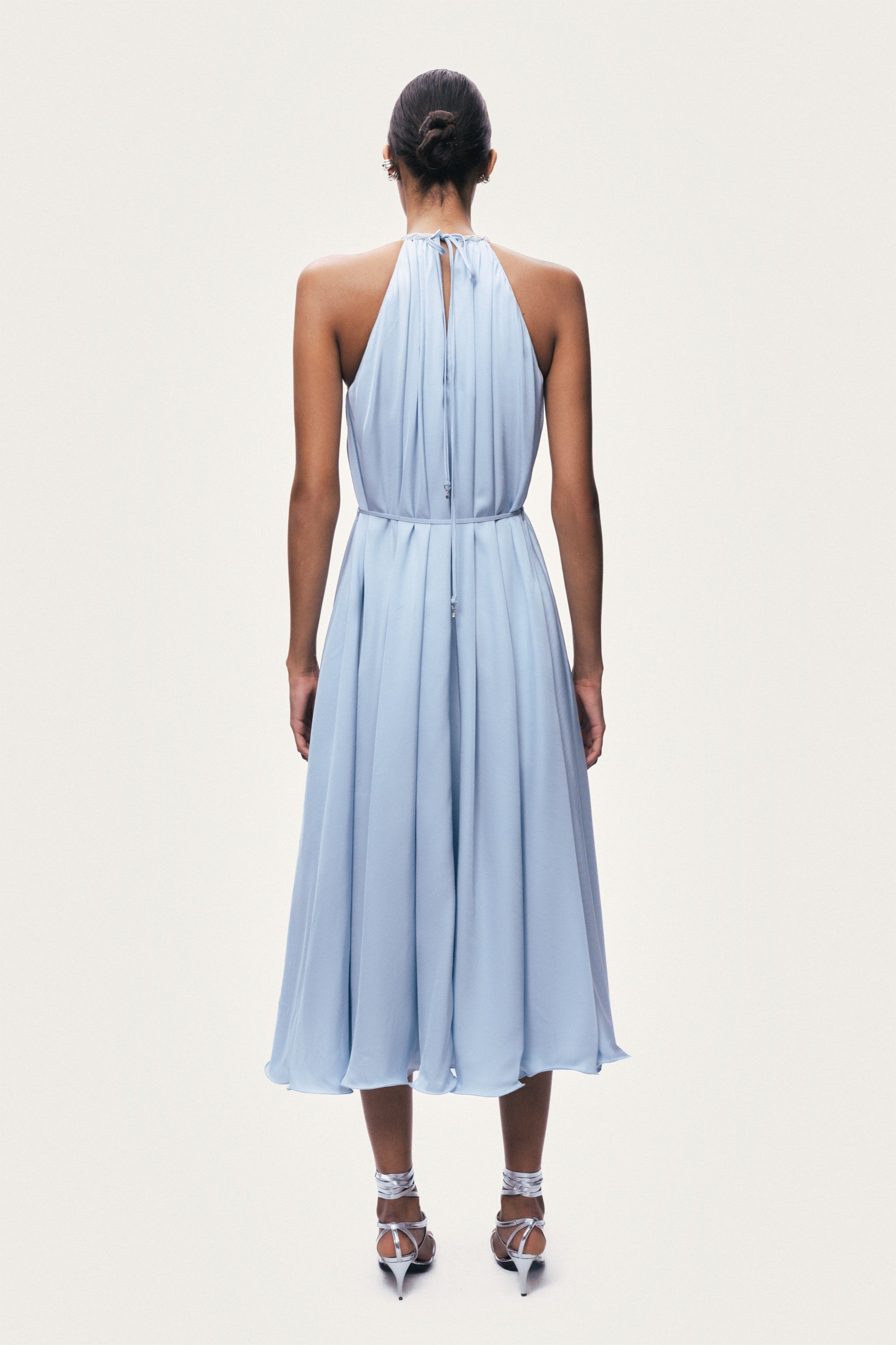 Embellished Halter Neck Midi Dress