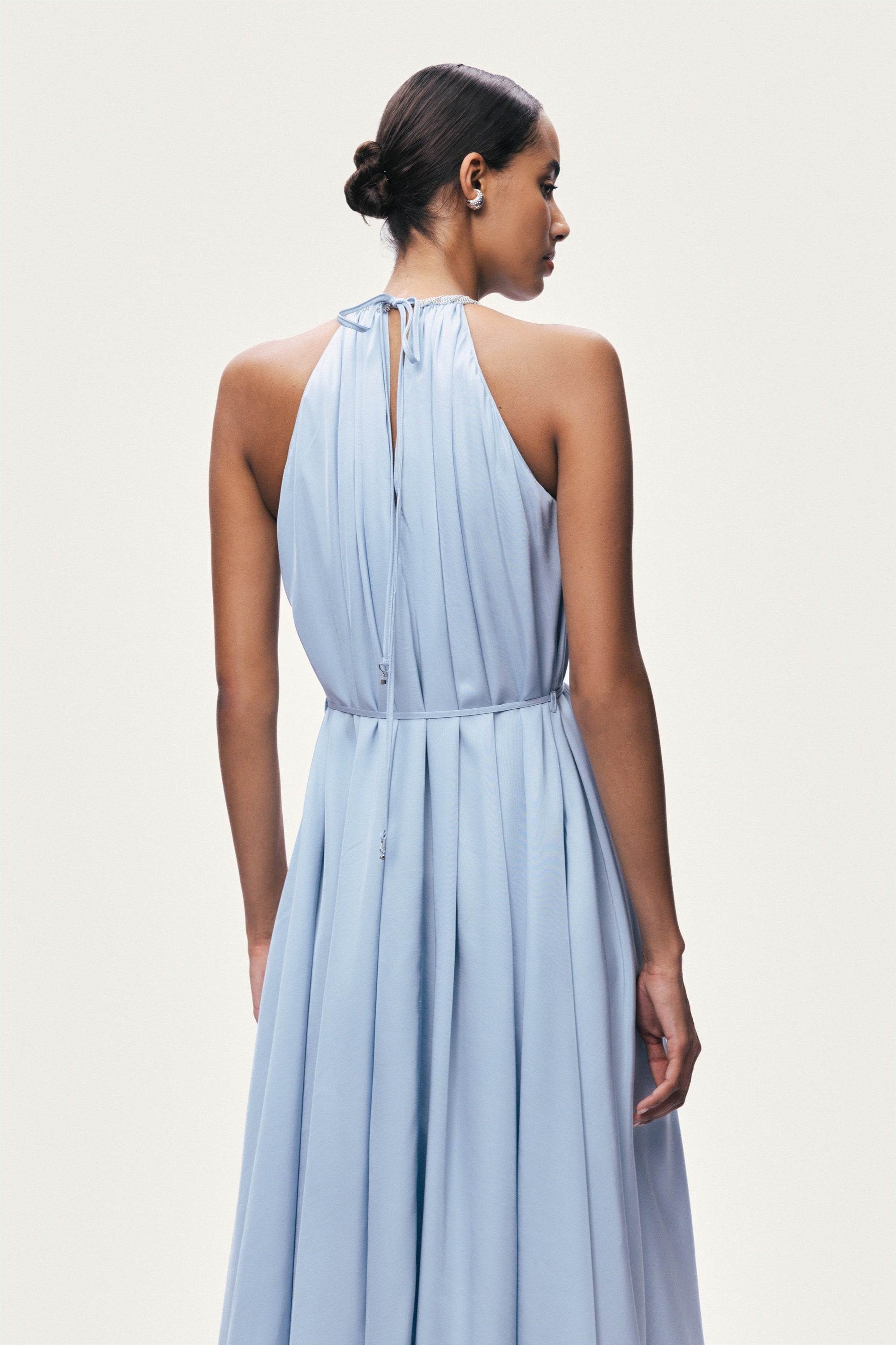 Embellished Halter Neck Midi Dress