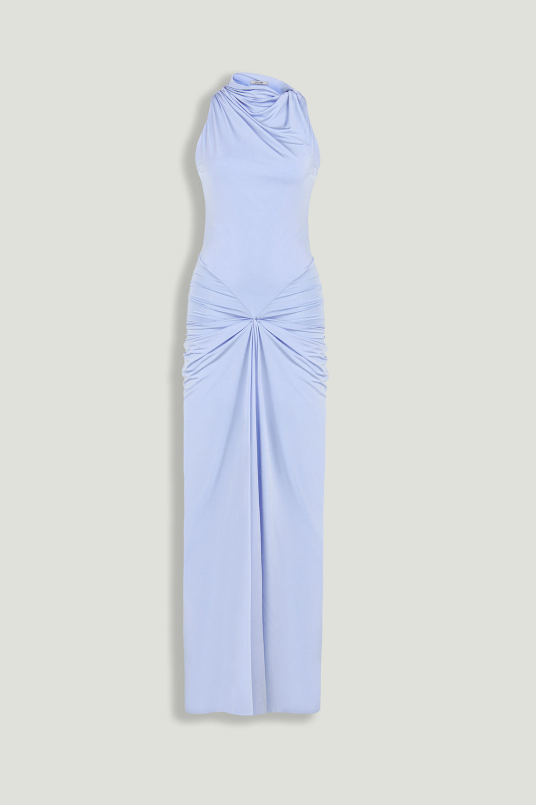 Draped Halter Neck Ruched Maxi Dress