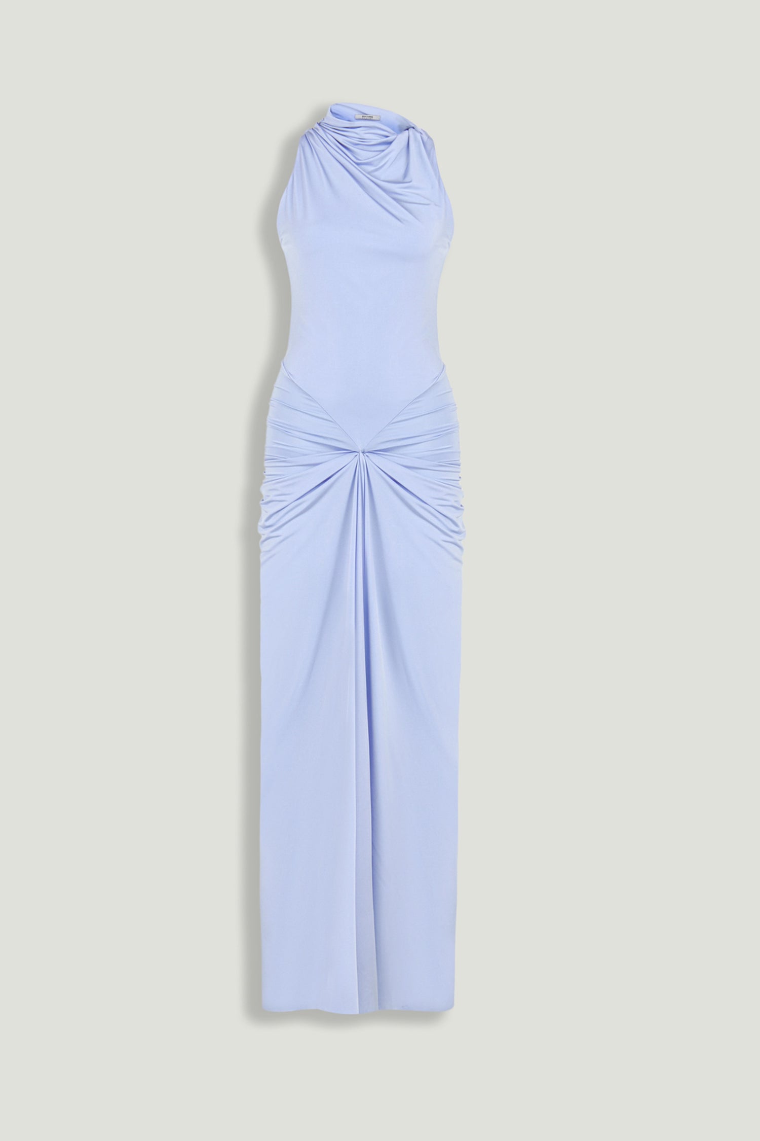 Draped Halter Neck Ruched Maxi Dress