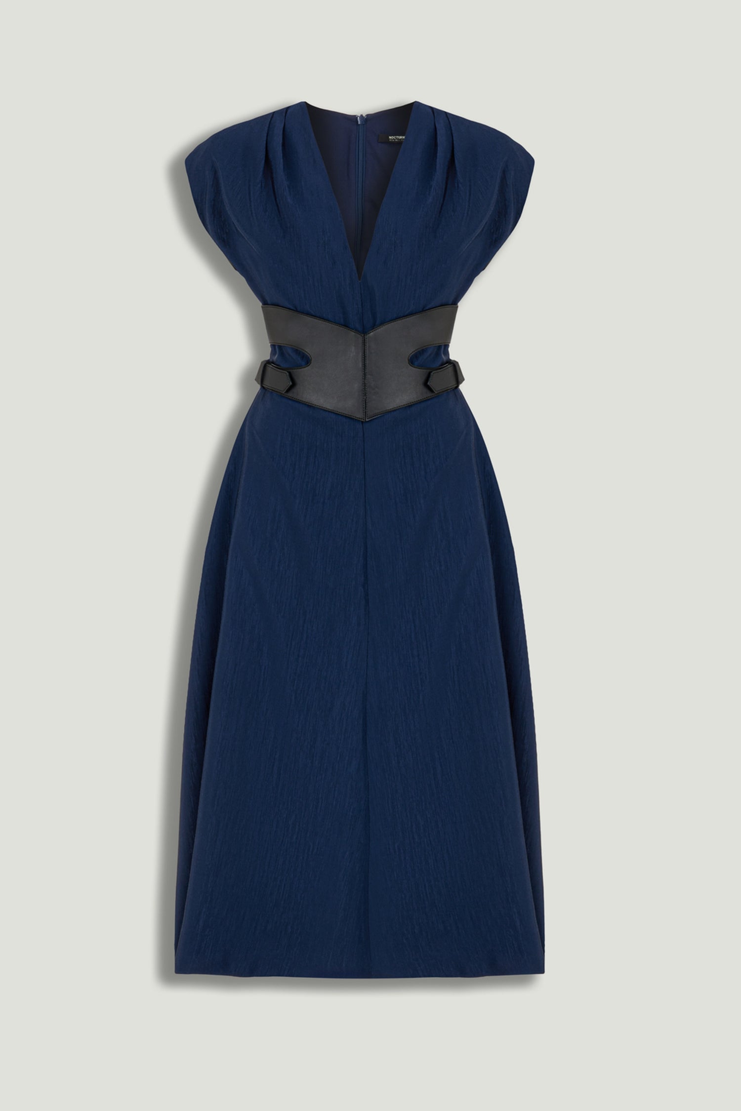 v neck belted midi dress MANGO - Double-belted A-Line Dress Brown