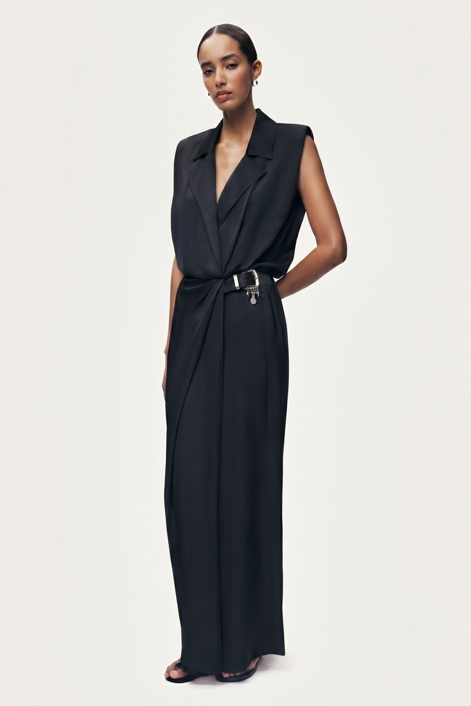 Embellished Belt-Detail Maxi Dress