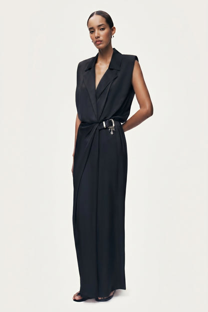 Embellished Belt-Detail Maxi Dress
