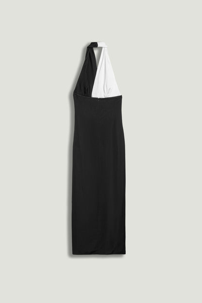 Contrast Draped Halter Maxi Dress