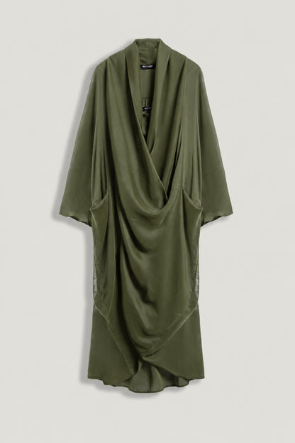 Draped Wrap Midi Dress