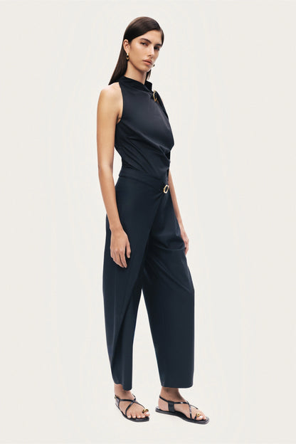 Asymmetric Buckle Detail Pants