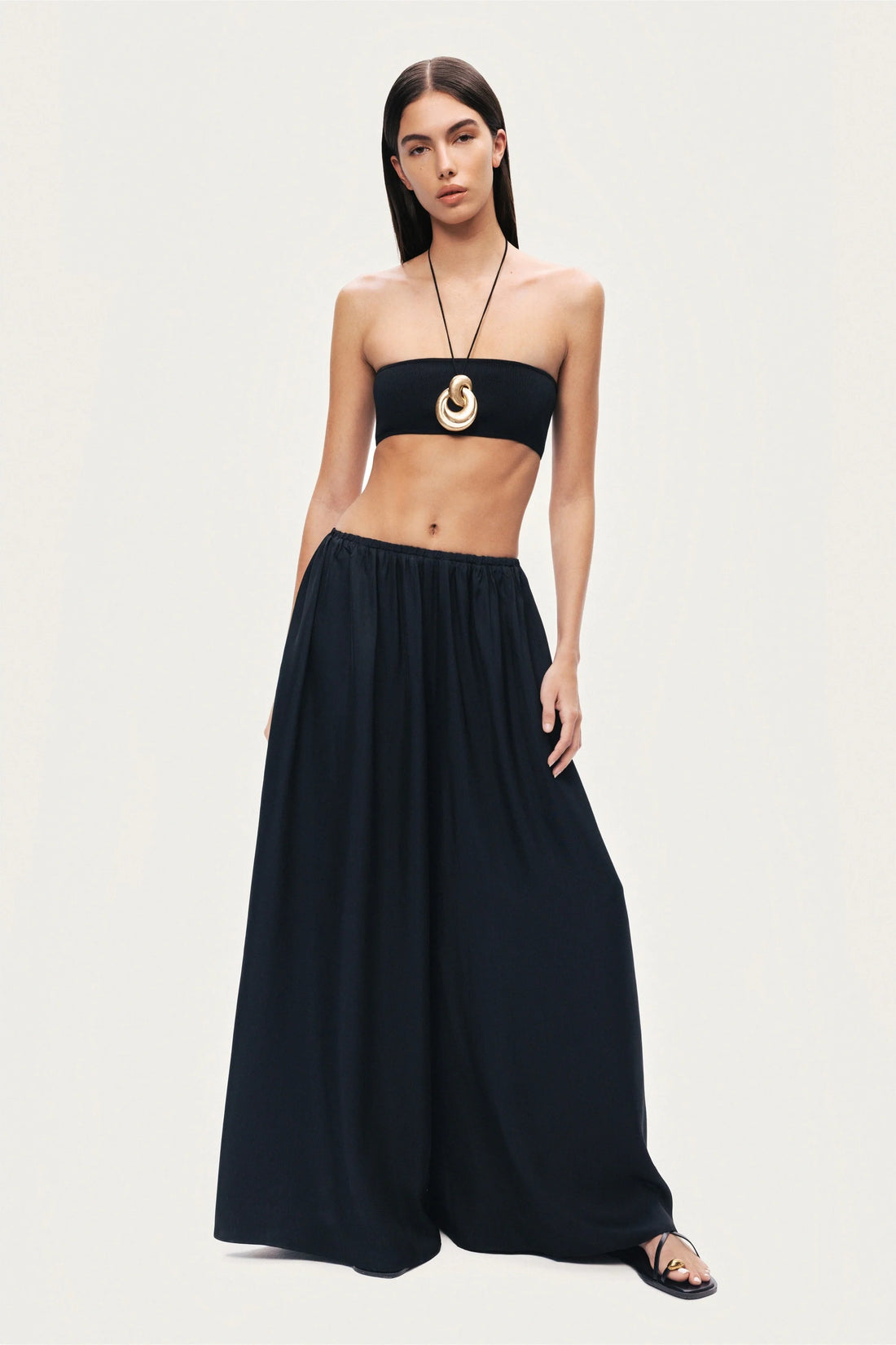 Elasticated Wide-Leg Pants