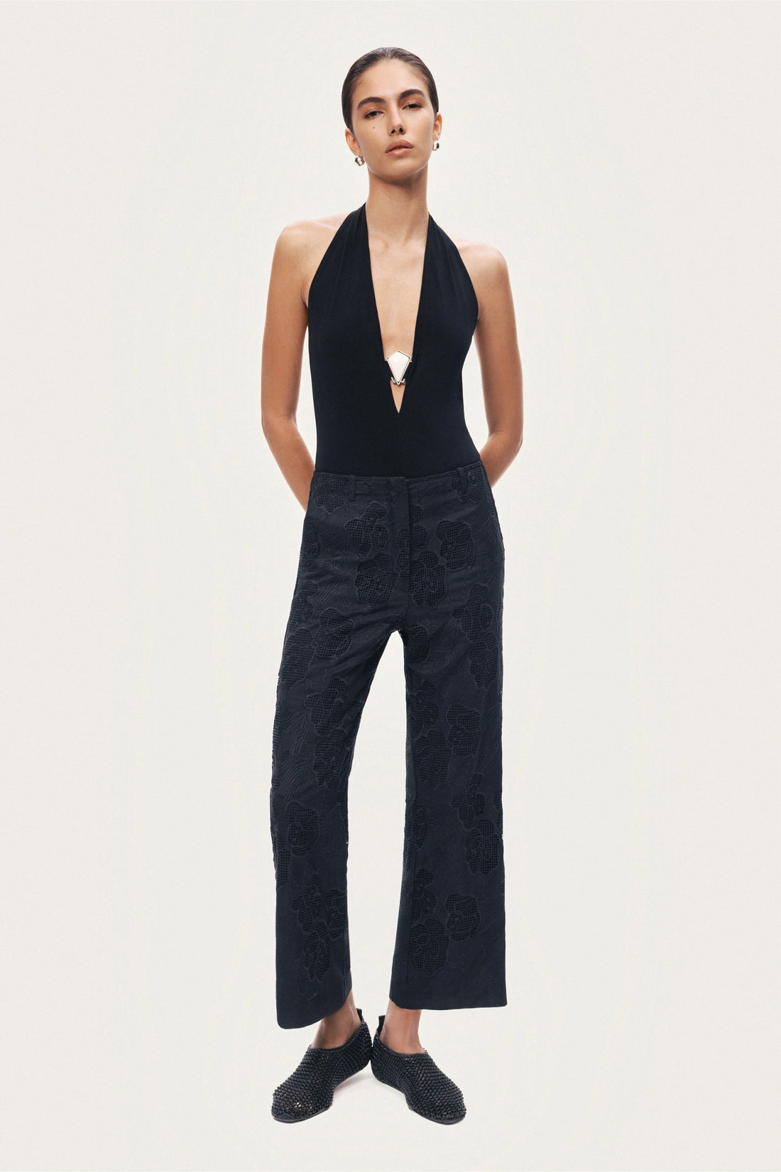 Printed Relaxed Straight-Leg Pants