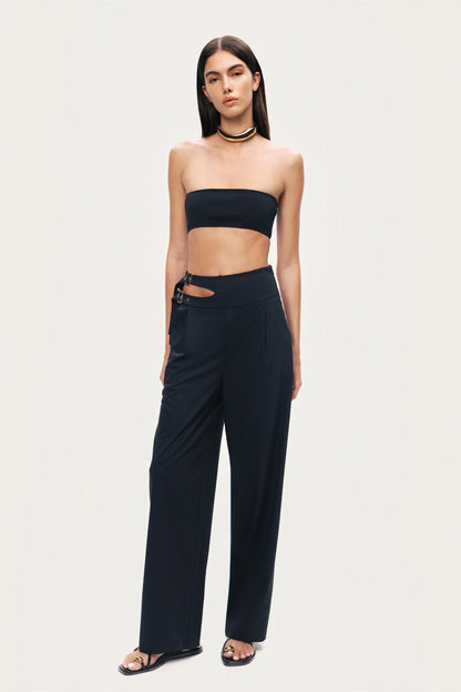 Cut-Out Waist Wide-Leg Pants