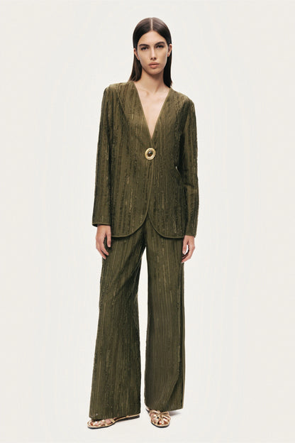 Textured Wide-Leg Pants