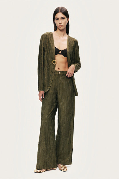 Textured Wide-Leg Pants