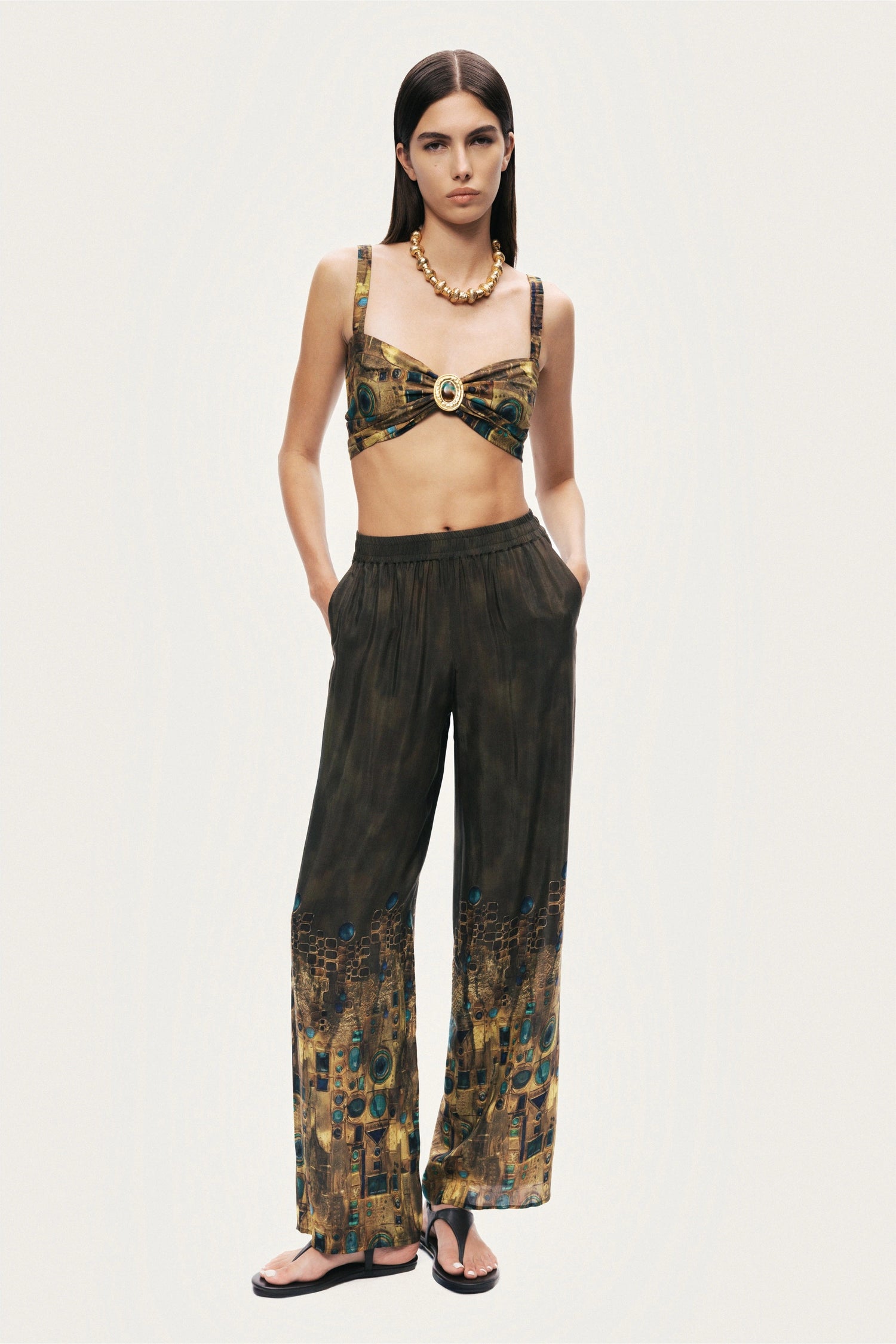 Printed Straight-Leg Pants