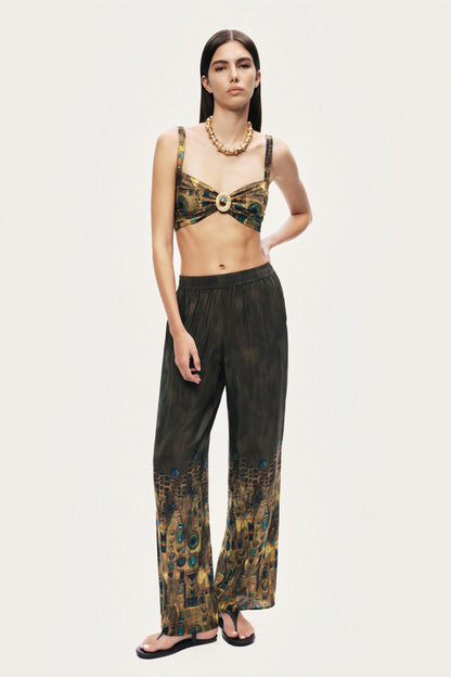 Printed Straight-Leg Pants