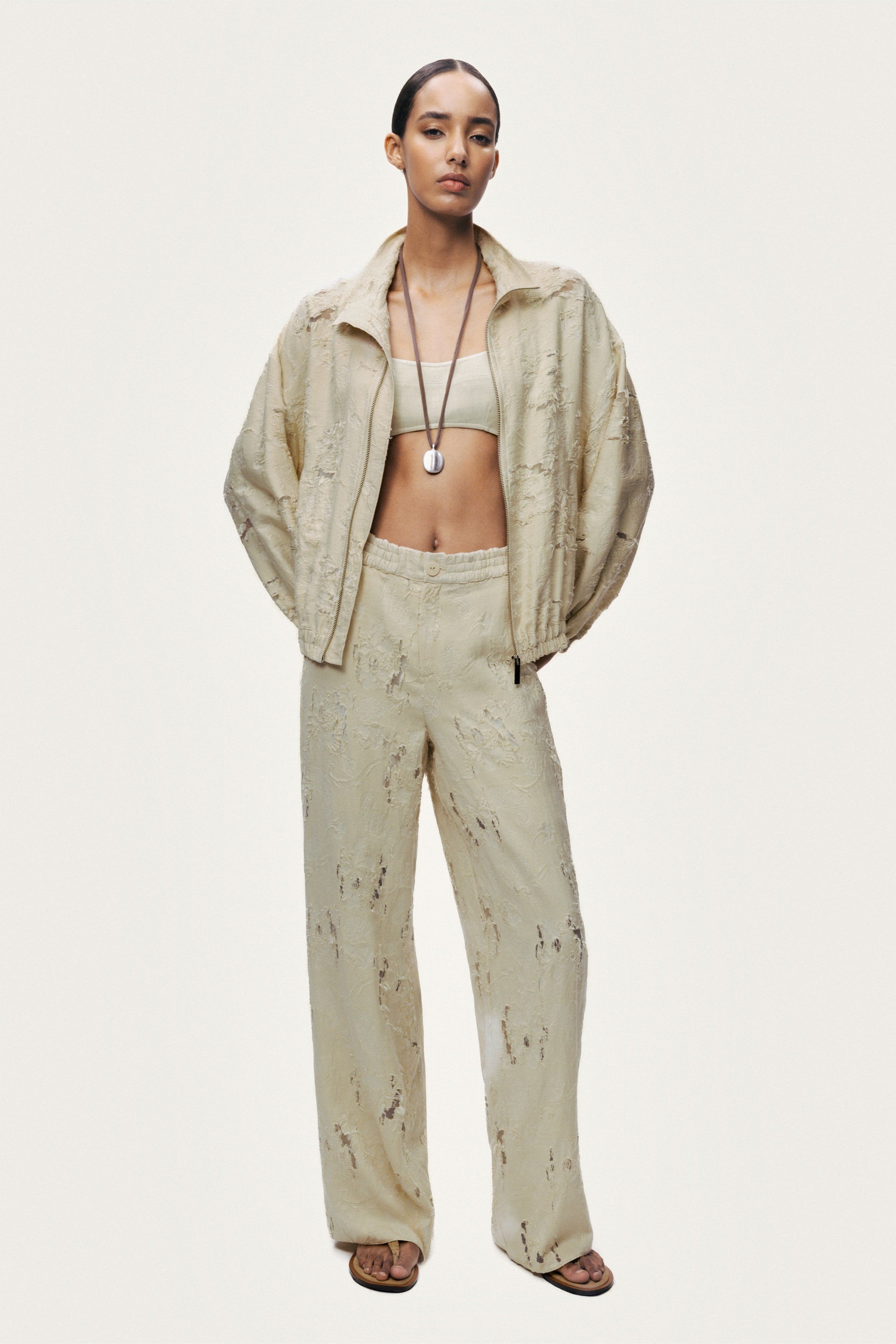 Jacquard Wide-Leg Trousers